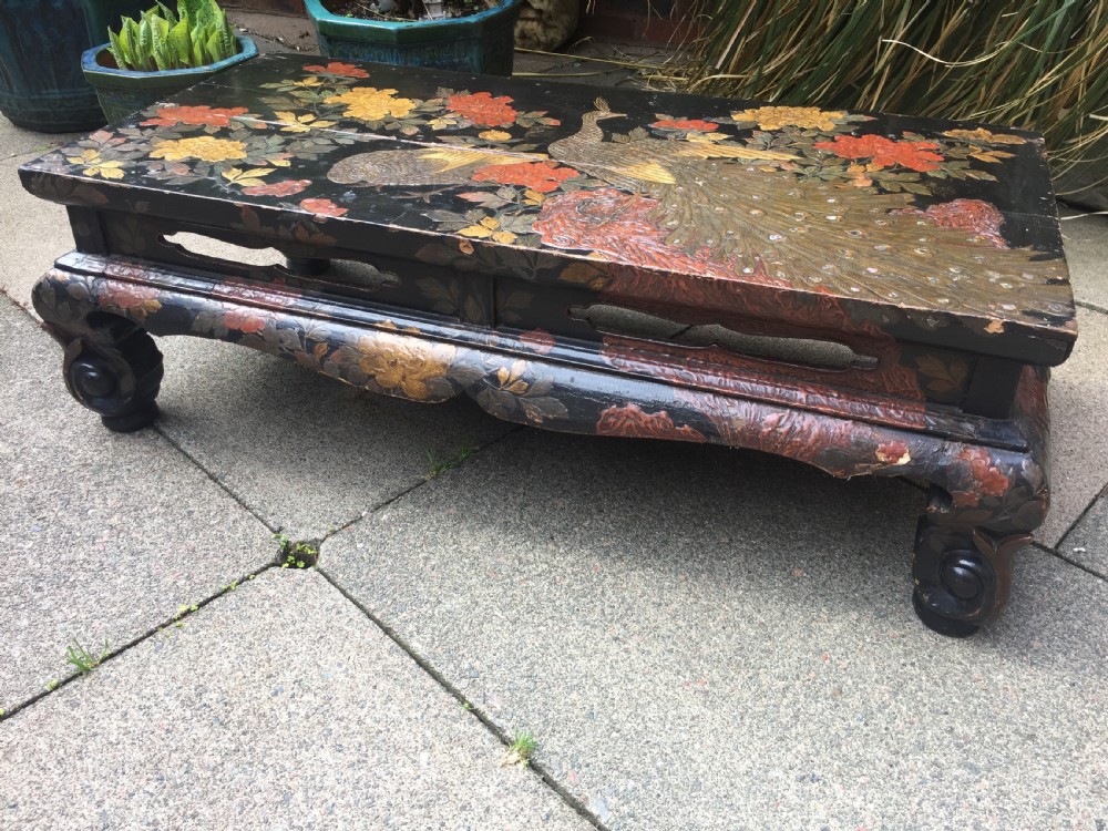 Early C20th Japanese carved lacquer Taisho period low reception or coffee  table. View III
