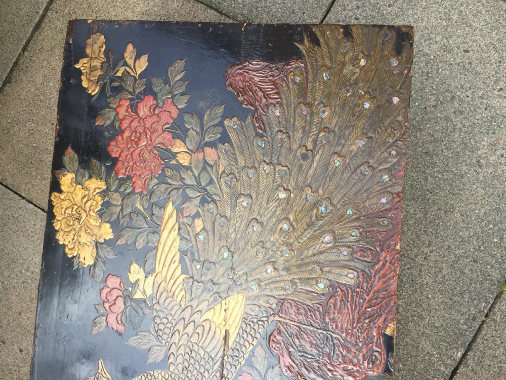 Early C20th Japanese carved lacquer Taisho period low reception or coffee  table. View VIII