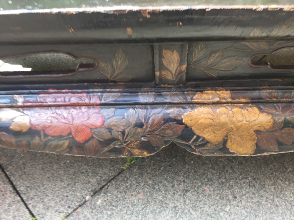 Early C20th Japanese carved lacquer Taisho period low reception or coffee  table. View XV