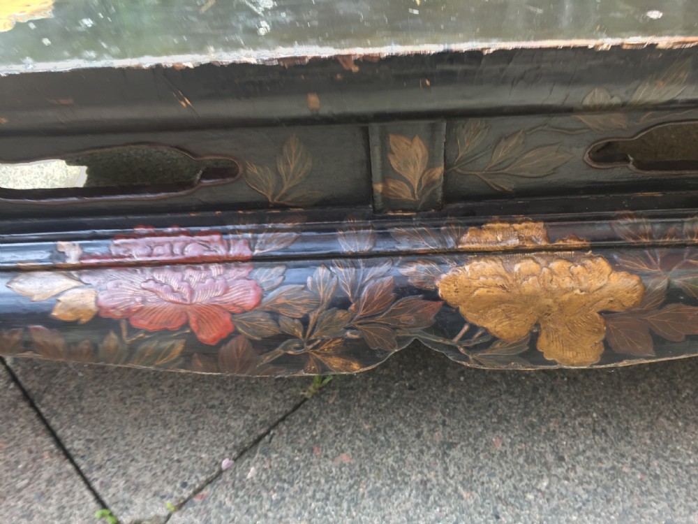 Early C20th Japanese carved lacquer Taisho period low reception or coffee  table. View XVI