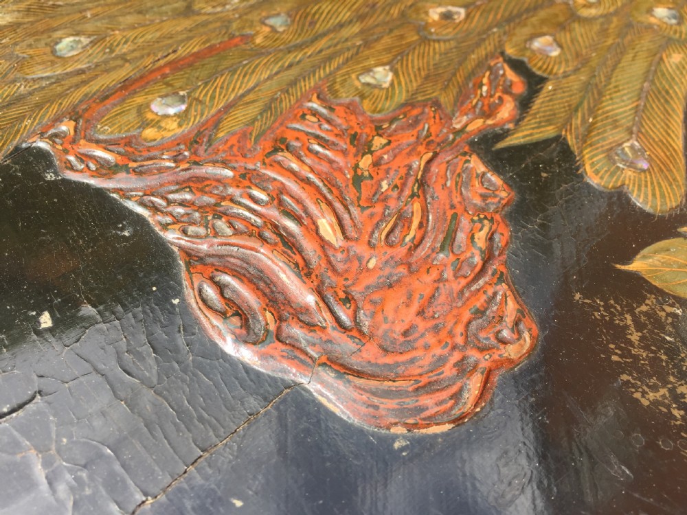 Early C20th Japanese carved lacquer Taisho period low reception or coffee  table. View XX