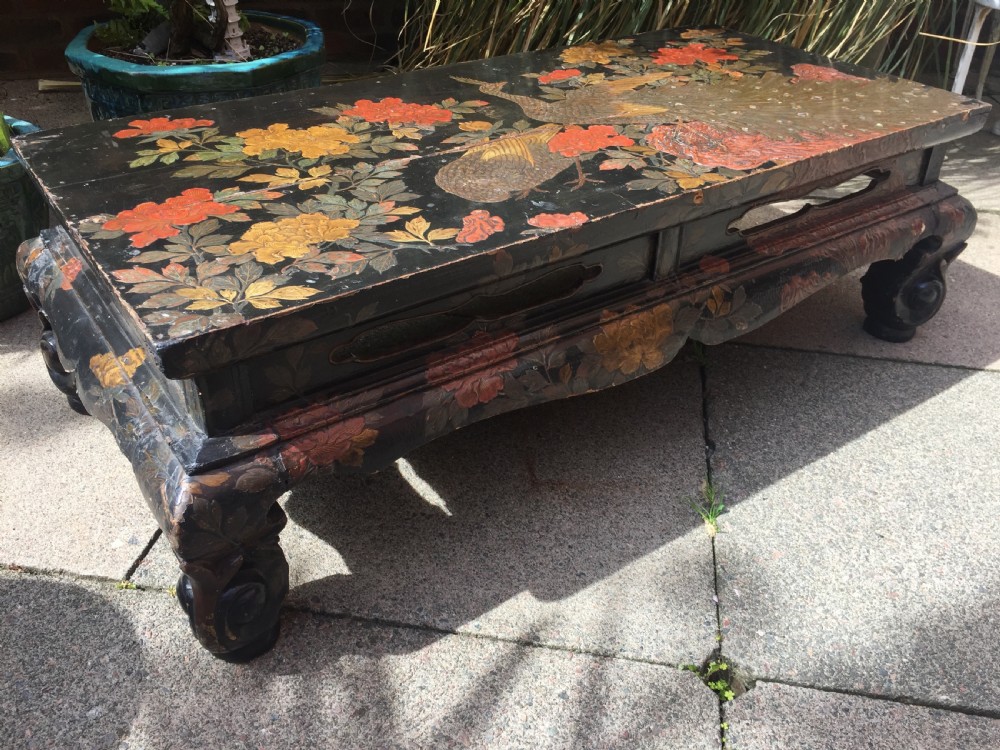 Early C20th Japanese carved lacquer Taisho period low reception or coffee  table. View XXII