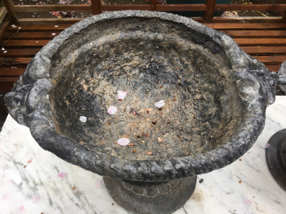 Pair of early C19th lead planters or jardinieres of tazza form raised on unusual triple pacing lion supports. View XXV