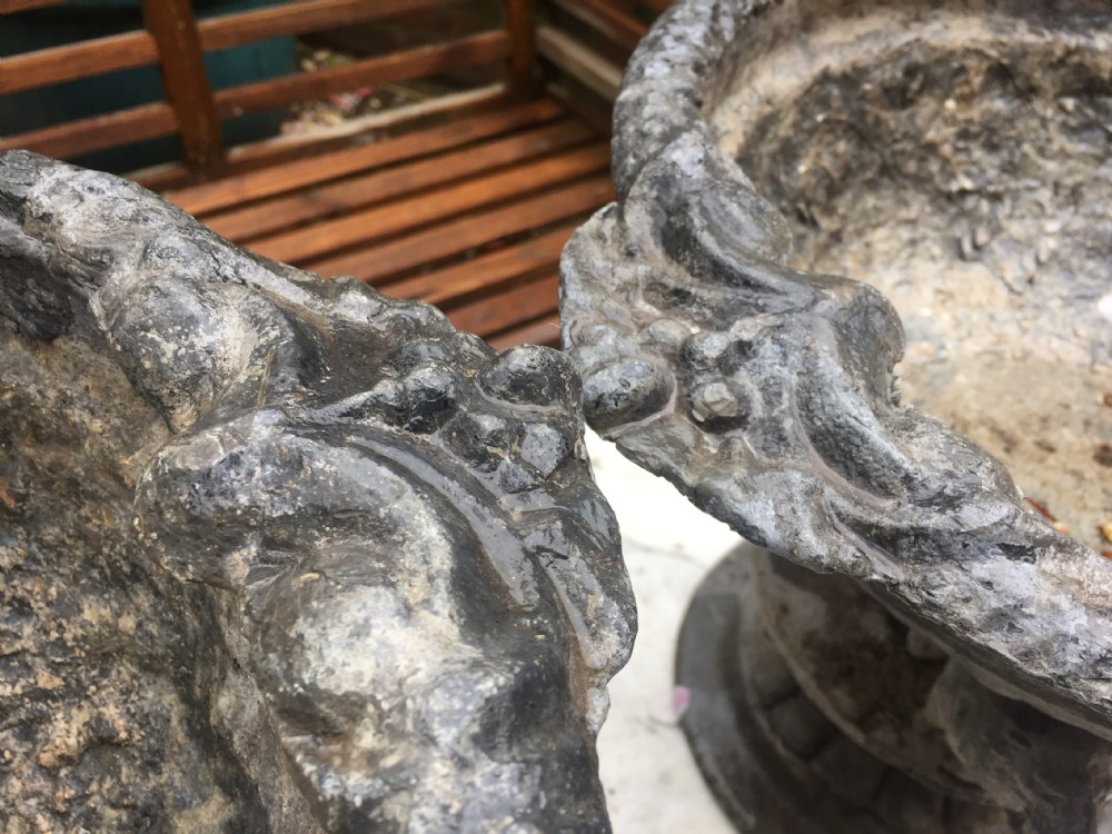 Pair of early C19th lead planters or jardinieres of tazza form raised on unusual triple pacing lion supports. View XXVI