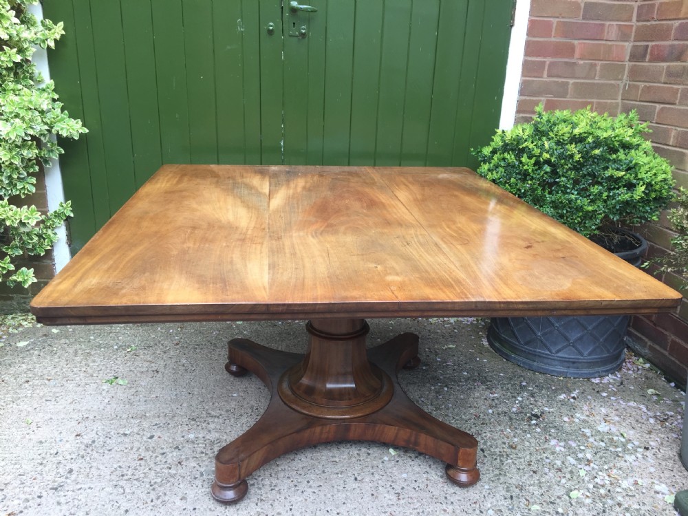 Early C19th George IV period faded mahogany rectangular breakfast or centre table of unusual proportions and design. View II
