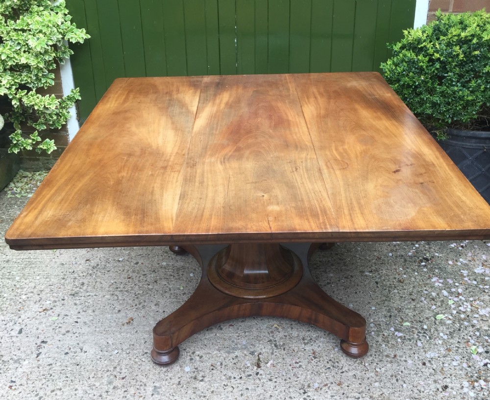 Early C19th George IV period faded mahogany rectangular breakfast or centre table of unusual proportions and design.