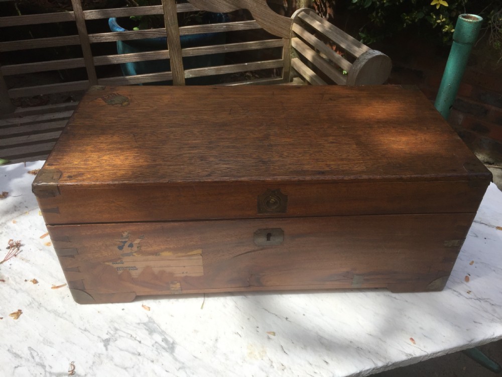 Small C19th Chinese Export brass-bound camphor travelling chest or trunk . View II