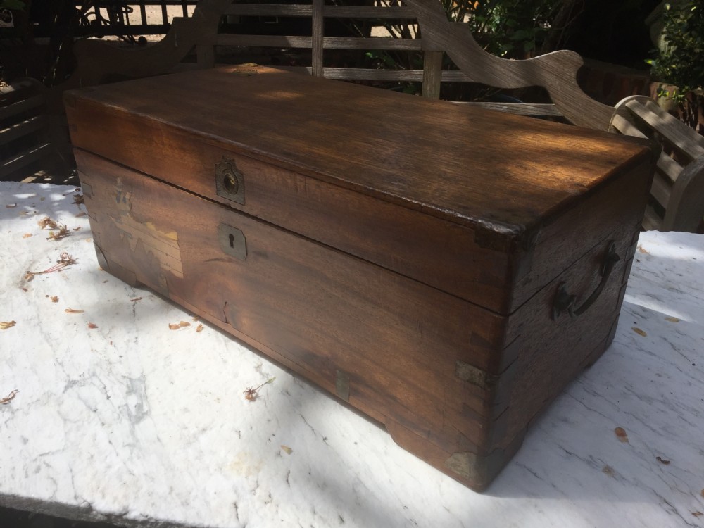 Small C19th Chinese Export brass-bound camphor travelling chest or trunk . View VII