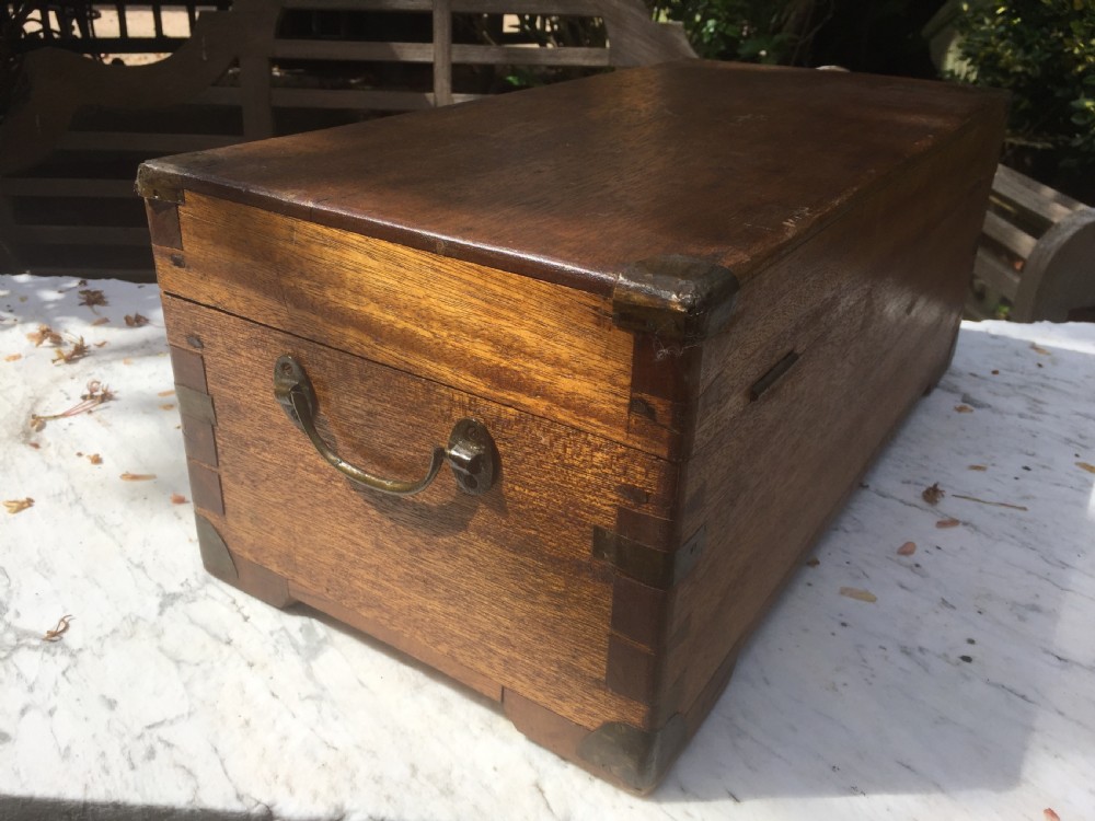 Small C19th Chinese Export brass-bound camphor travelling chest or trunk . View VIII