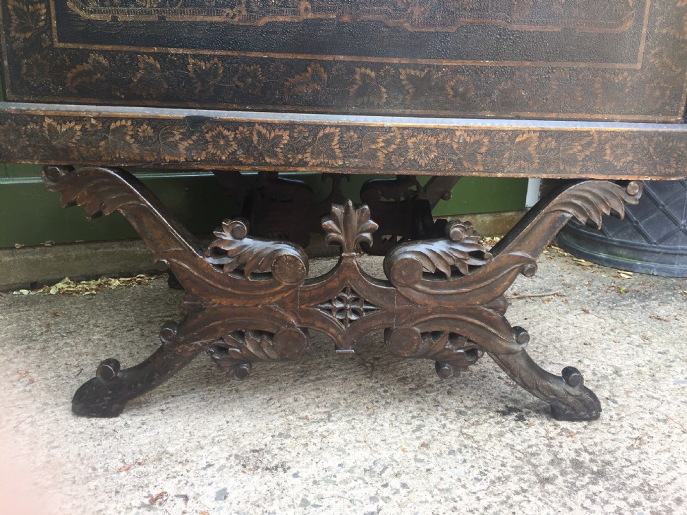 Rare and decorative mid C19th Indian painted and lacquered trunk on carved stand from Bareilly. View VI