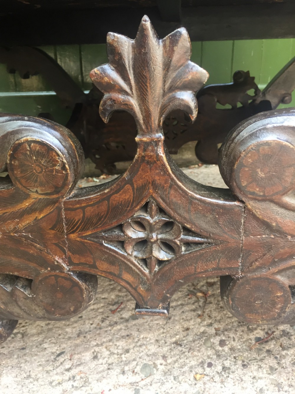 Rare and decorative mid C19th Indian painted and lacquered trunk on carved stand from Bareilly. View XIV