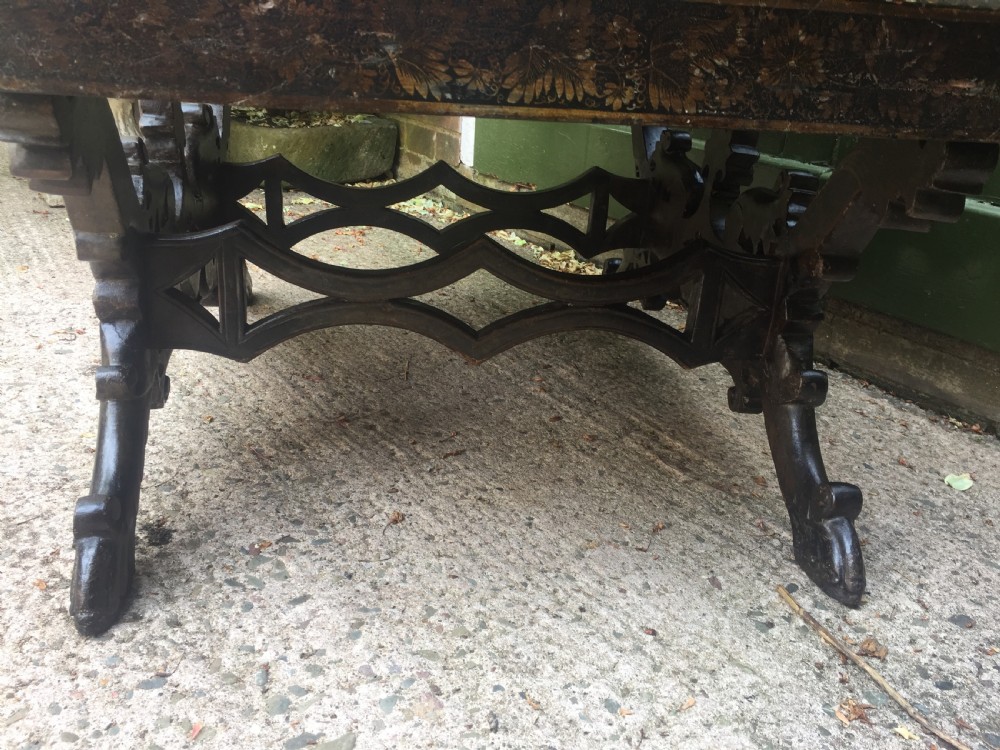 Rare and decorative mid C19th Indian painted and lacquered trunk on carved stand from Bareilly. View XV