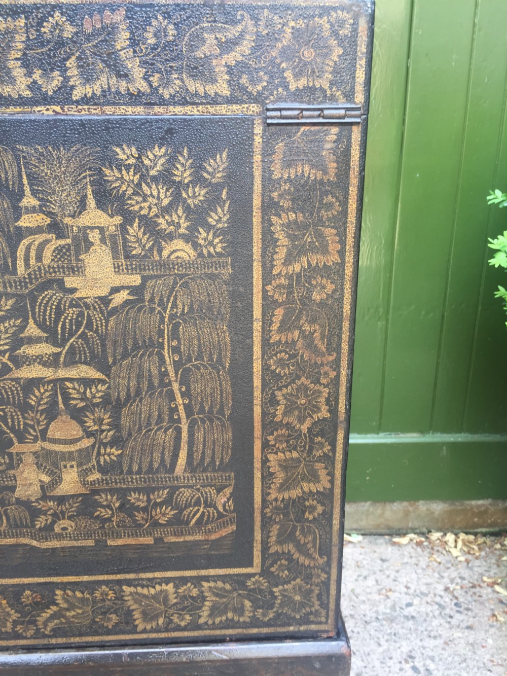 Rare and decorative mid C19th Indian painted and lacquered trunk on carved stand from Bareilly. View XXIV