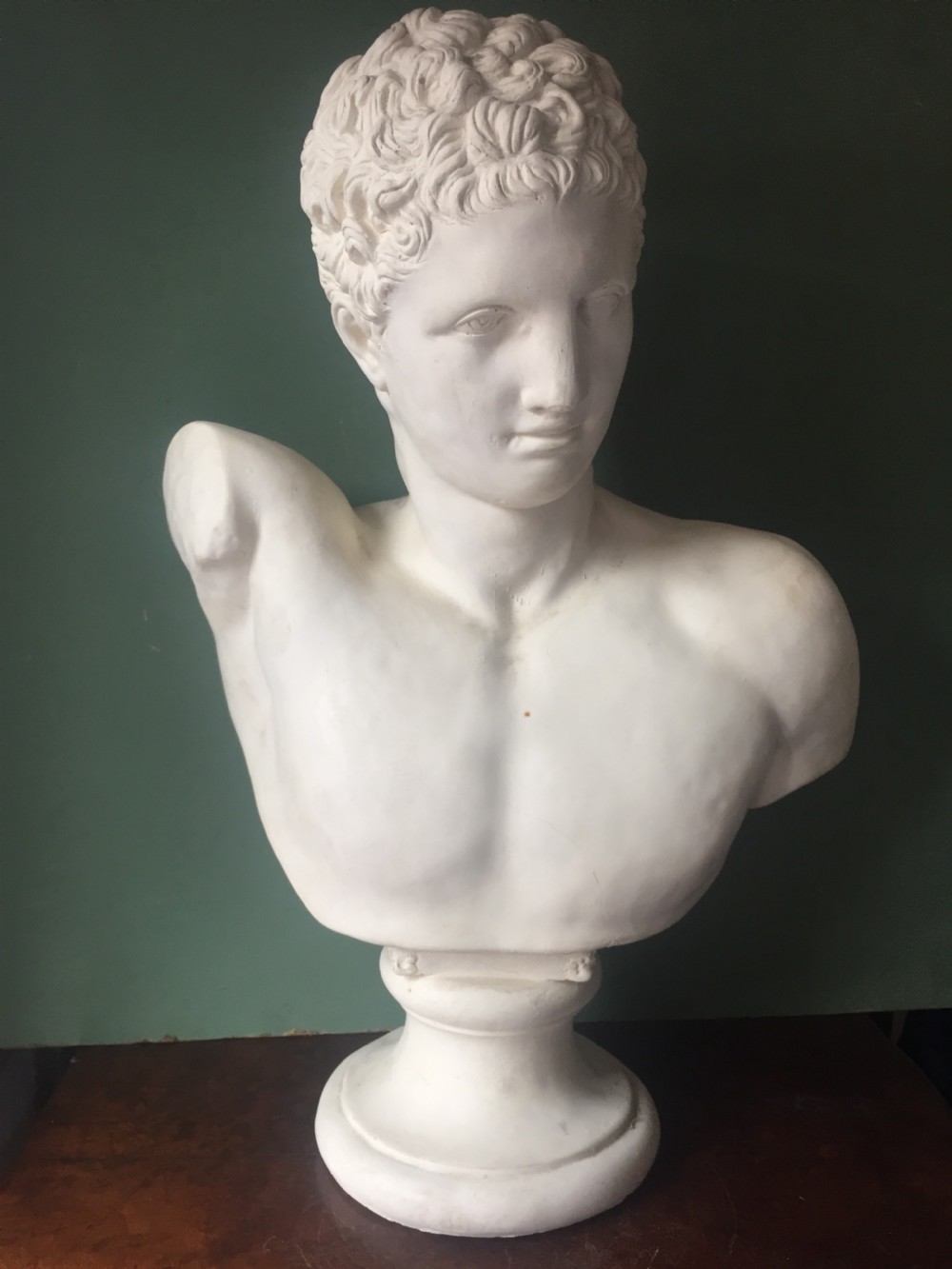 Late C19th plaster library bust of the Greek god Hermes. View III