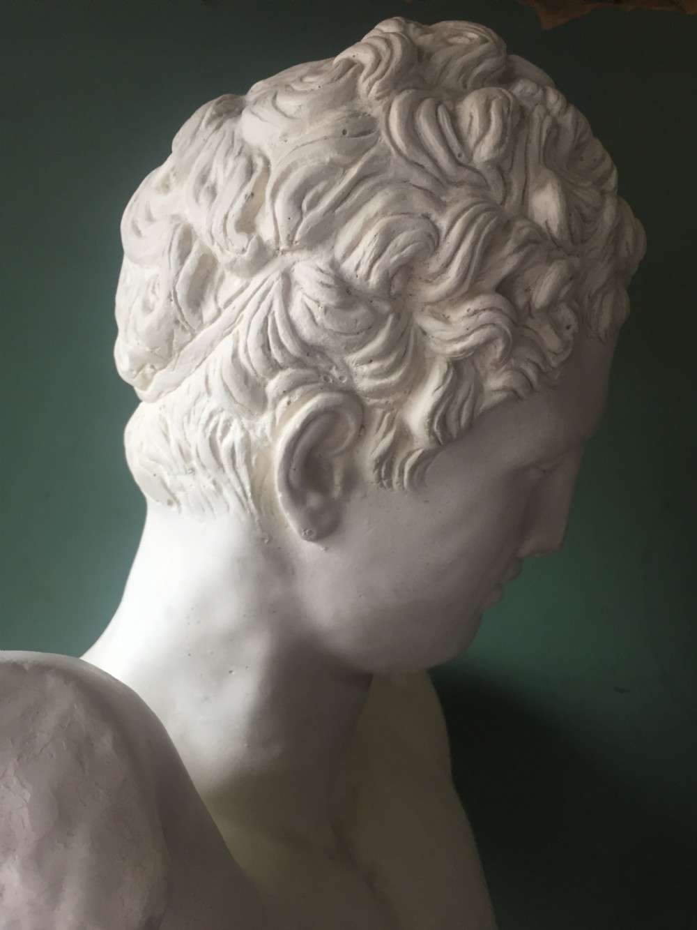 Late C19th plaster library bust of the Greek god Hermes. View VII