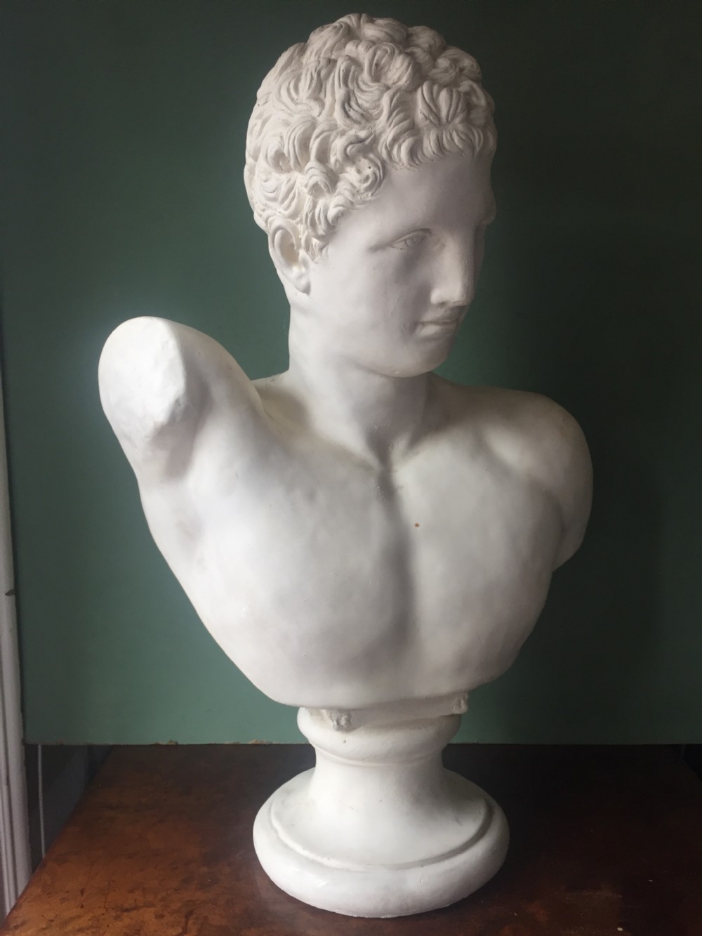 Late C19th plaster library bust of the Greek god Hermes. View VIII
