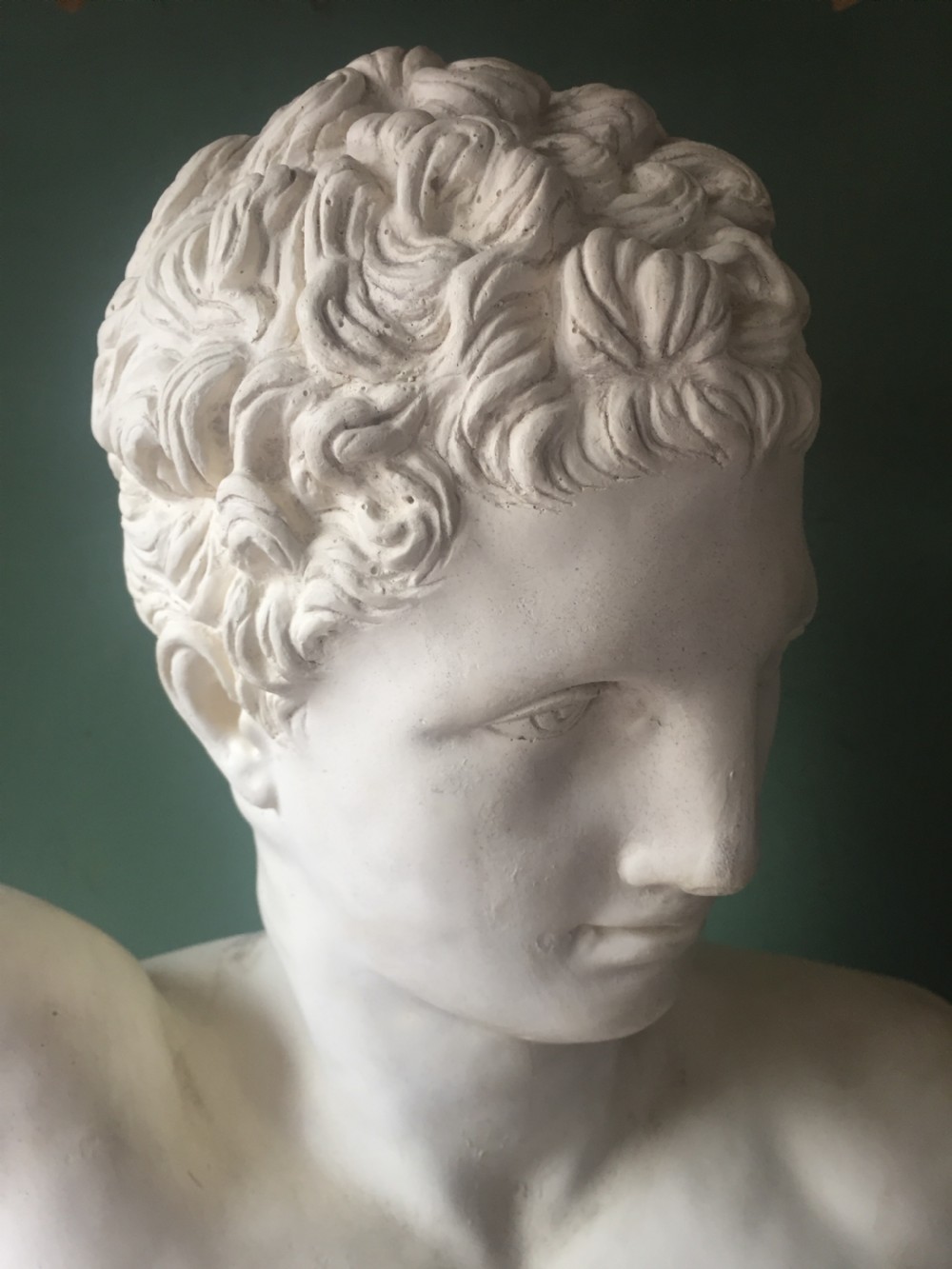 Late C19th plaster library bust of the Greek god Hermes. View IX
