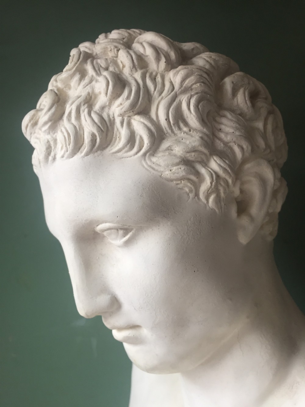 Late C19th plaster library bust of the Greek god Hermes. View XI