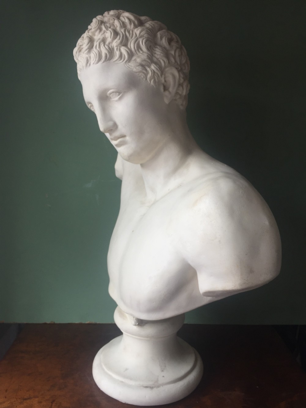 Late C19th plaster library bust of the Greek god Hermes. View XII