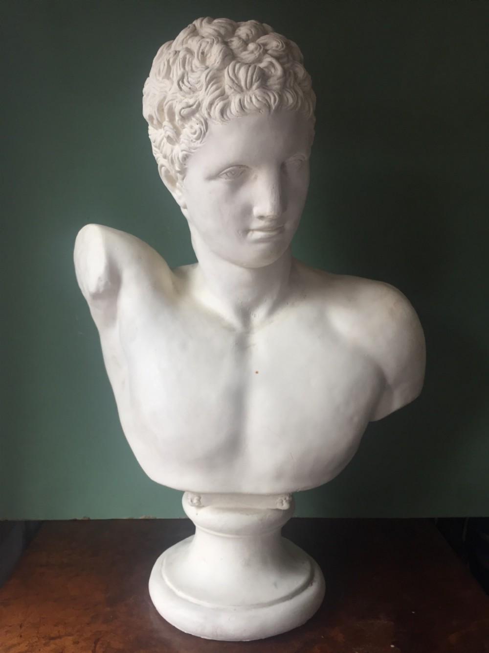 Late C19th plaster library bust of the Greek god Hermes. View XIII