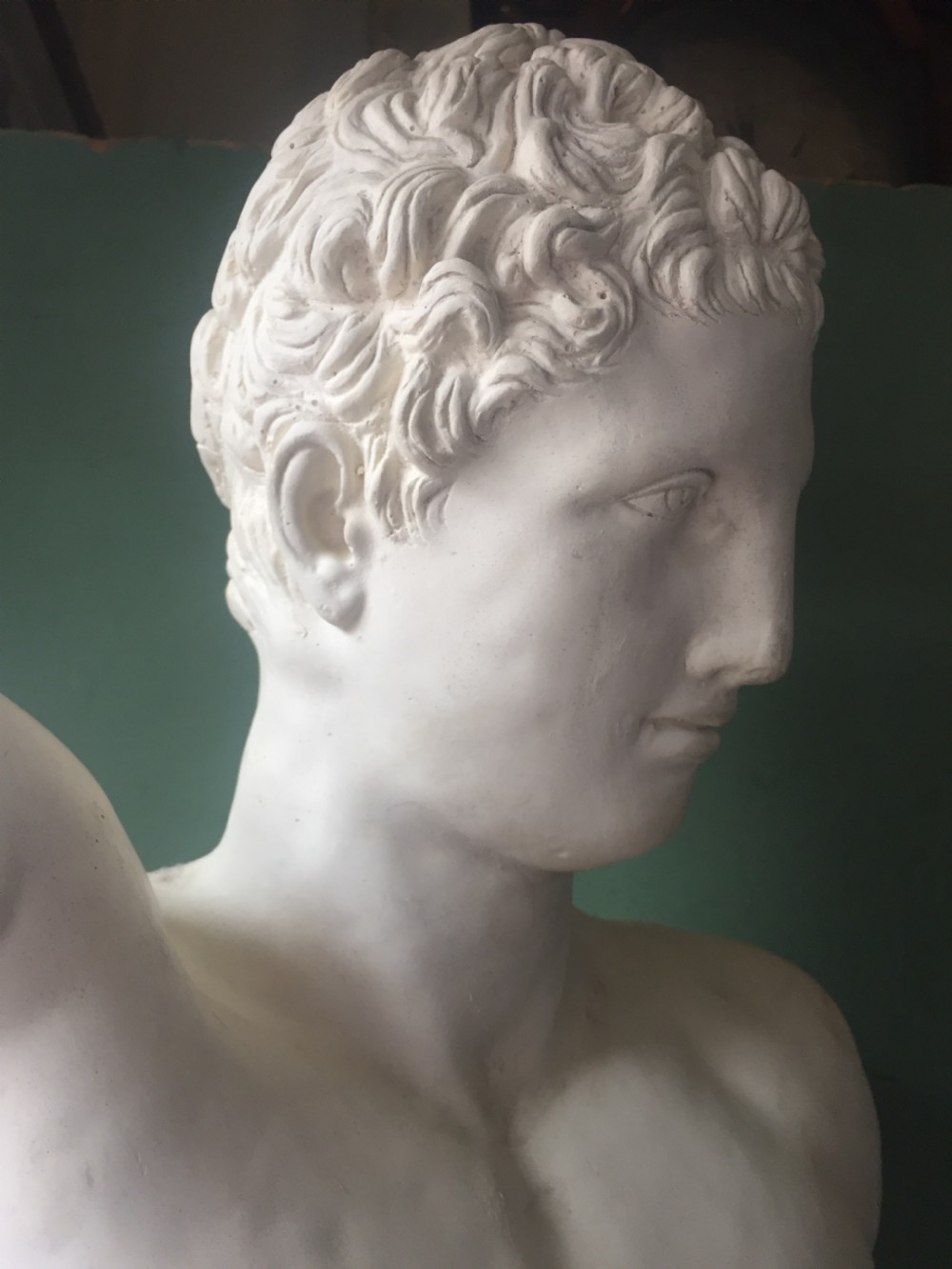 Late C19th plaster library bust of the Greek god Hermes. View XV