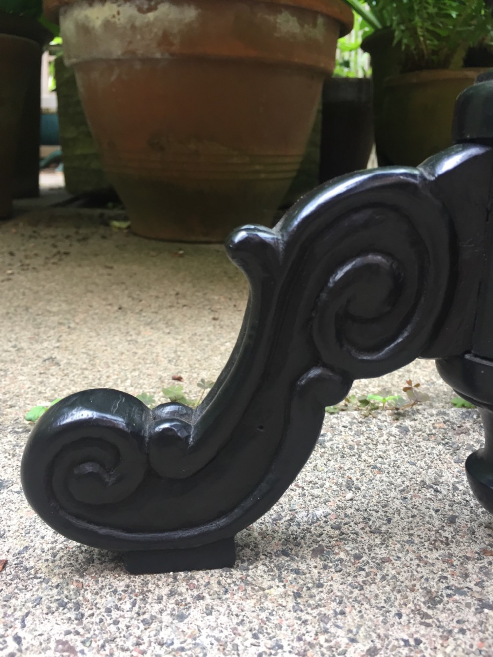 Mid C19th Anglo-Indian carved ebony miniature tripod table or candlestand . View XV