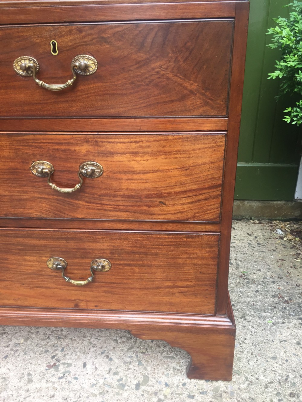 Rare George III Chippendale period and design padouk and mahogany linen-press or wardrobe with open fret-work 