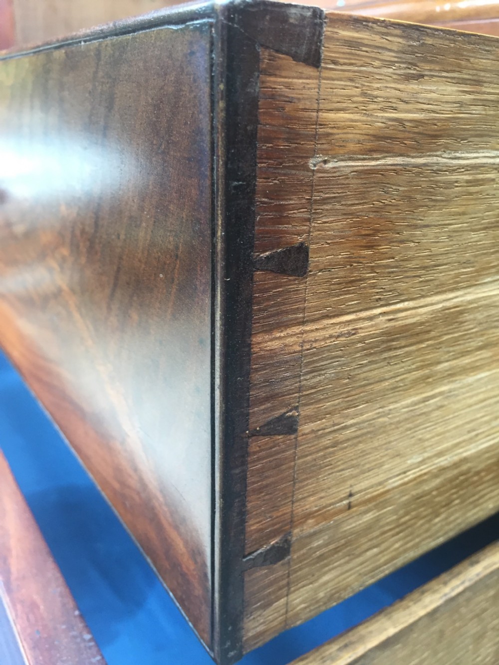 Rare George III Chippendale period and design padouk and mahogany linen-press or wardrobe with open fret-work 