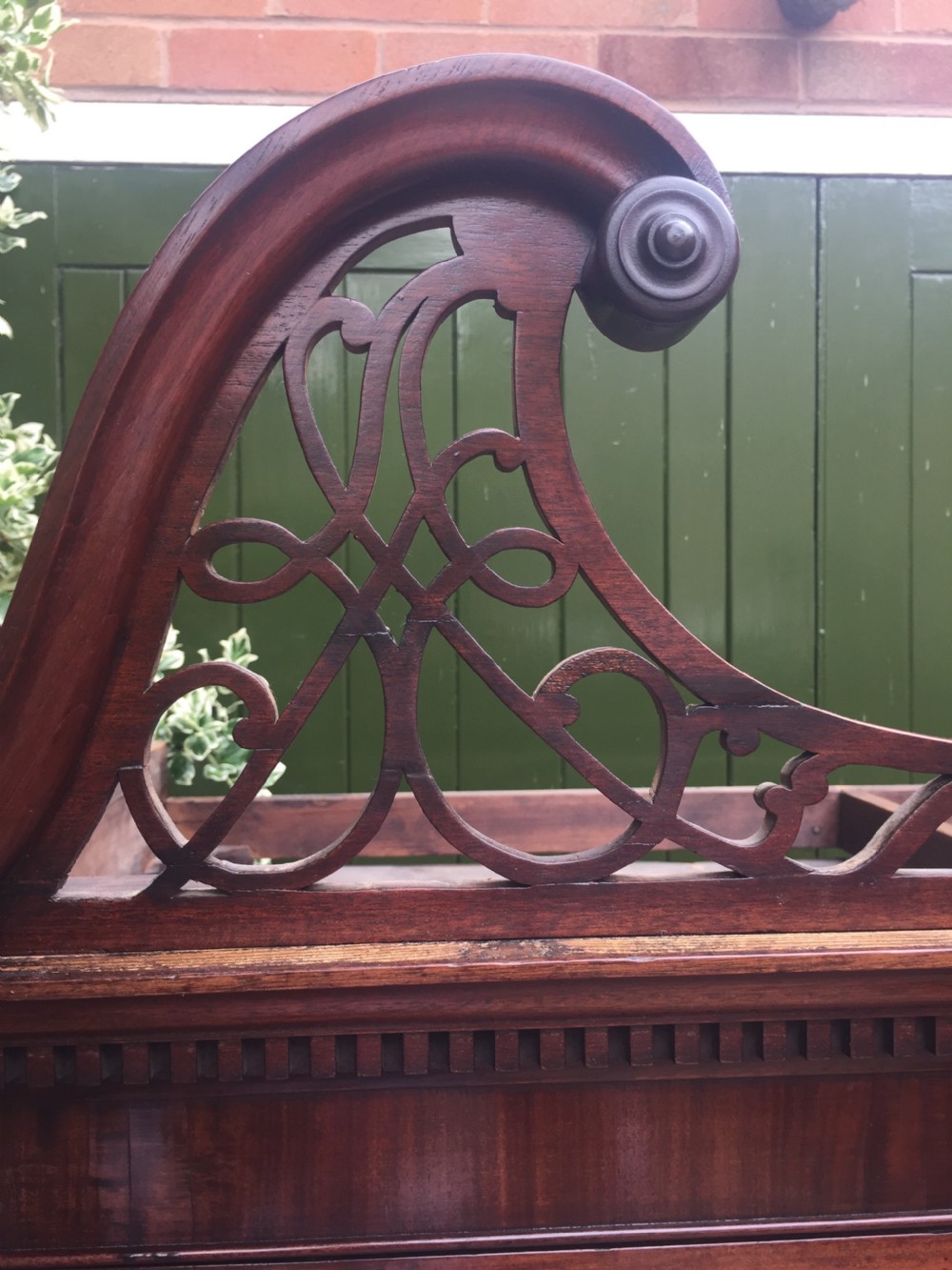 Rare George III Chippendale period and design padouk and mahogany linen-press or wardrobe with open fret-work 