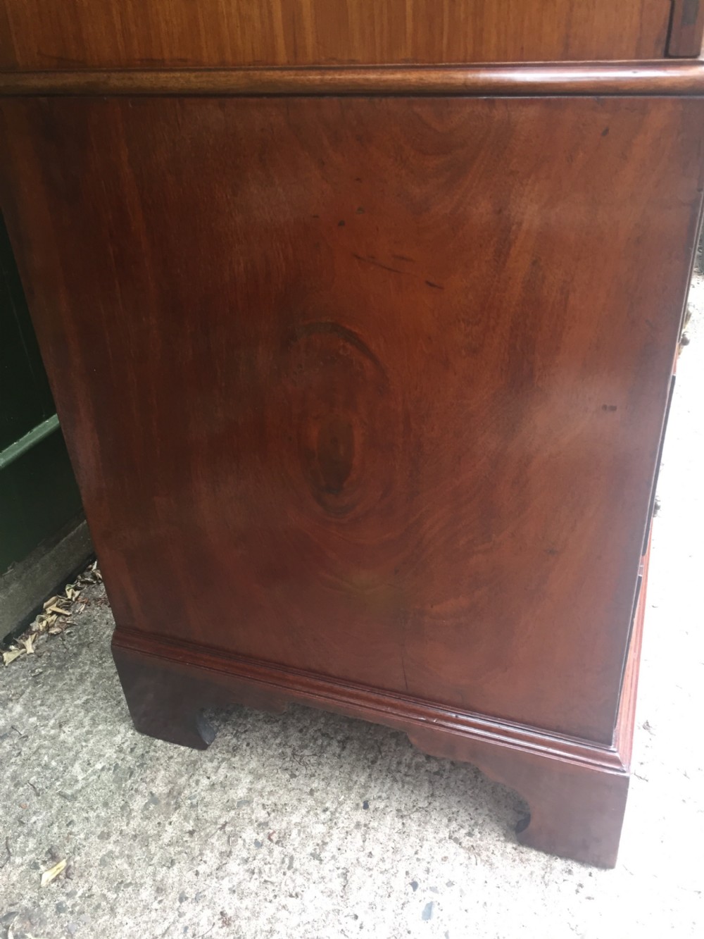 Rare George III Chippendale period and design padouk and mahogany linen-press or wardrobe with open fret-work 