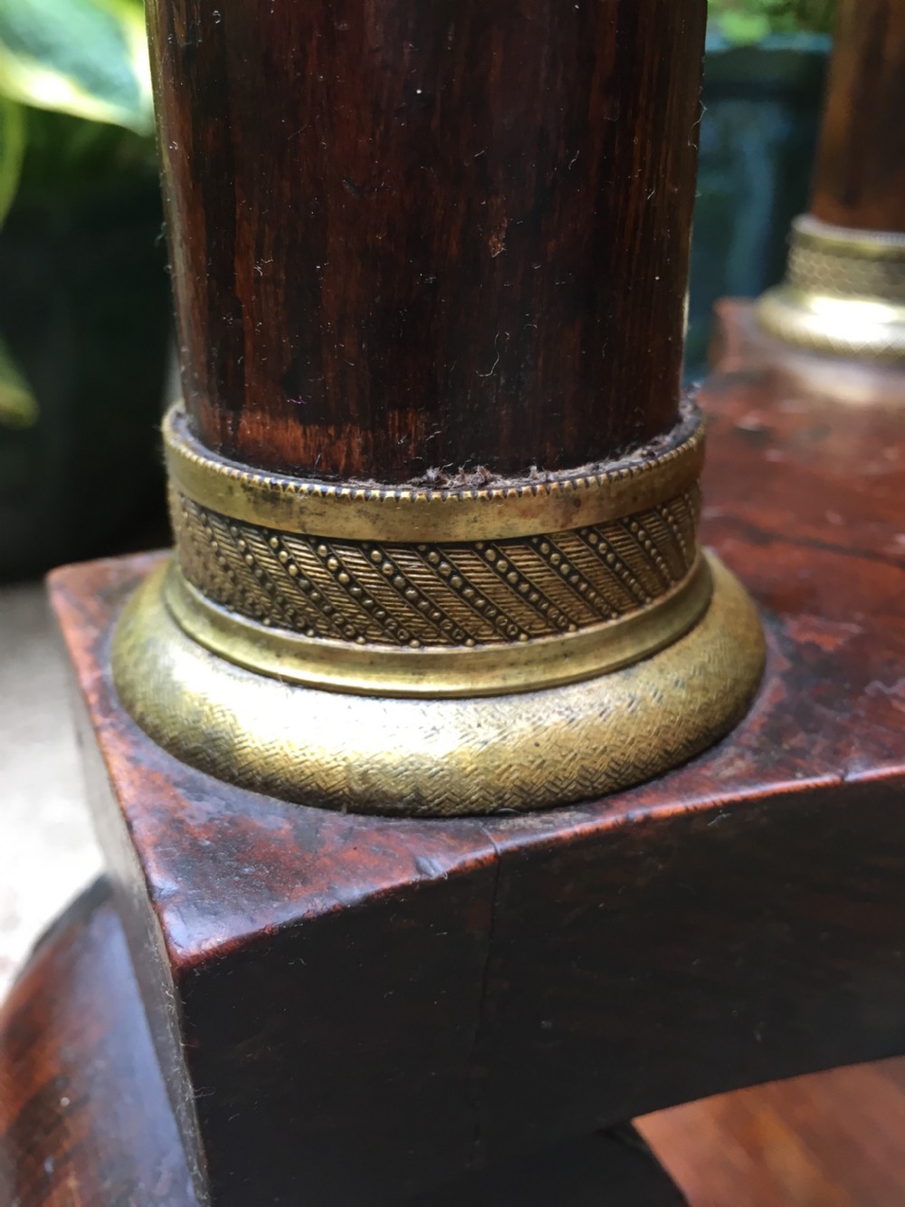 Early C19th George IV period gilt-brass mounted rosewood torchere  of Empire design. View VIII