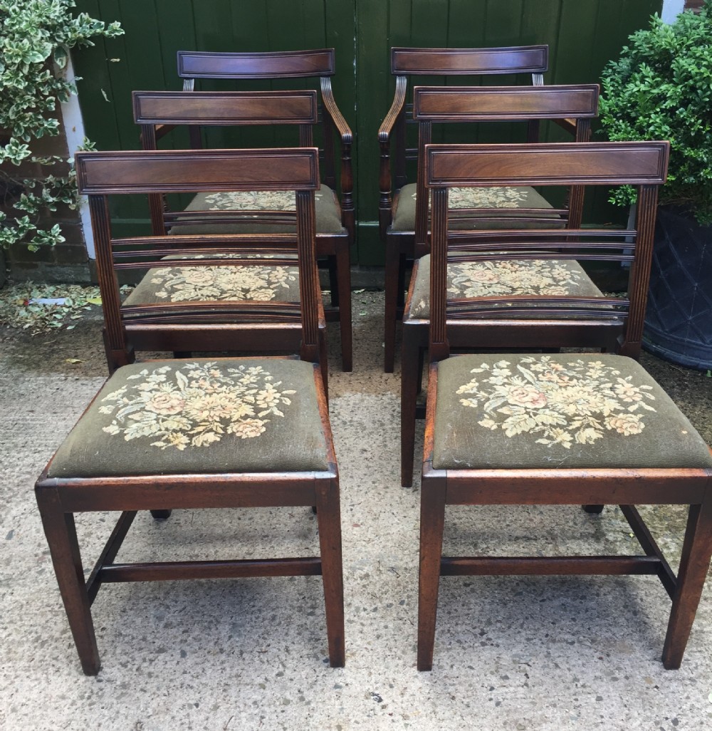 Set of 6 late C18th George III period mahogany dining chairs.