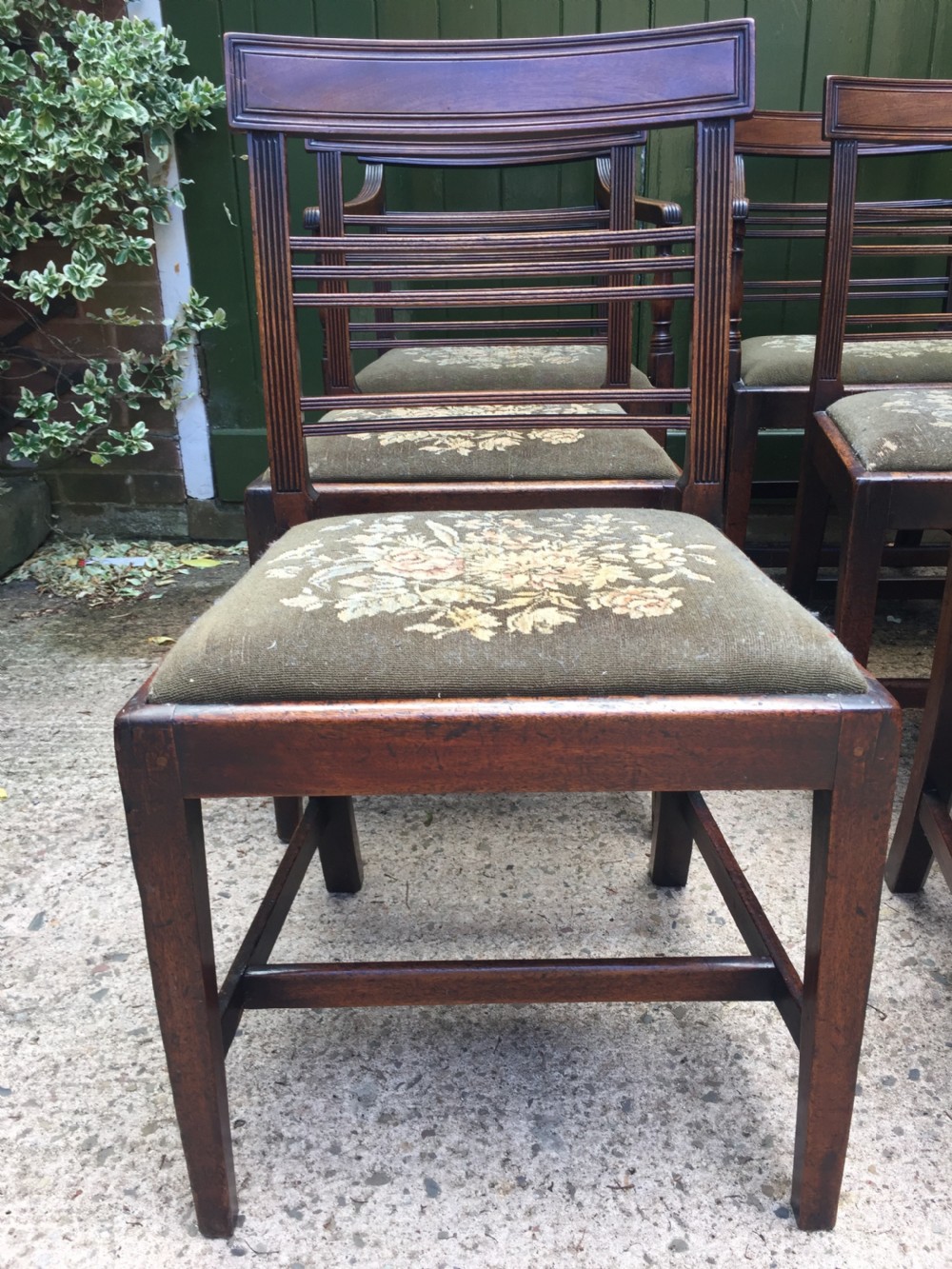 Set of 6 late C18th George III period mahogany dining chairs. View IV
