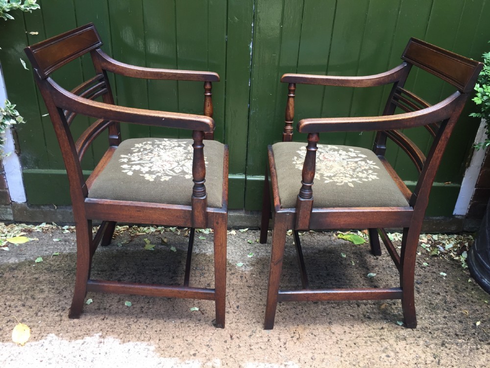 Set of 6 late C18th George III period mahogany dining chairs. View VII