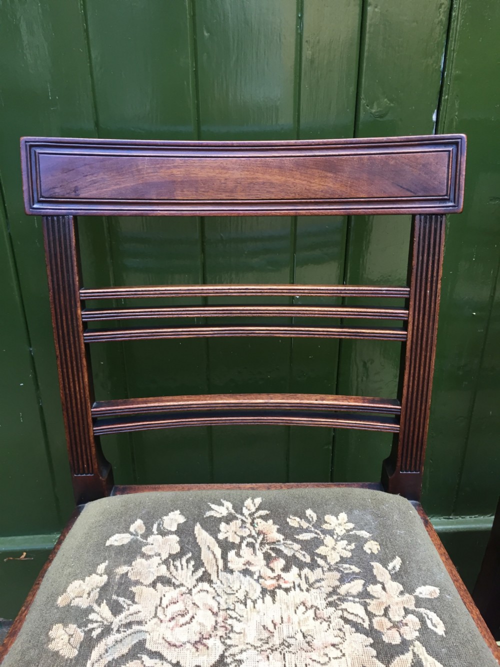 Set of 6 late C18th George III period mahogany dining chairs. View IX