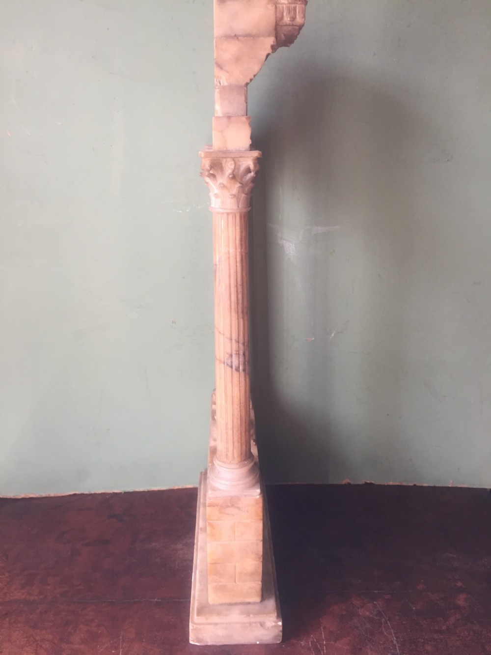 Finely carved Italian late C19th alabaster 'Grand Tour' souvenir model of the Temple of Castor & Pollux . View VII