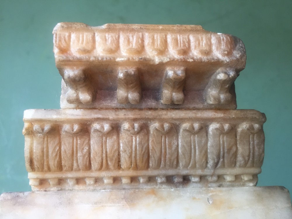 Finely carved Italian late C19th alabaster 'Grand Tour' souvenir model of the Temple of Castor & Pollux . View XVII