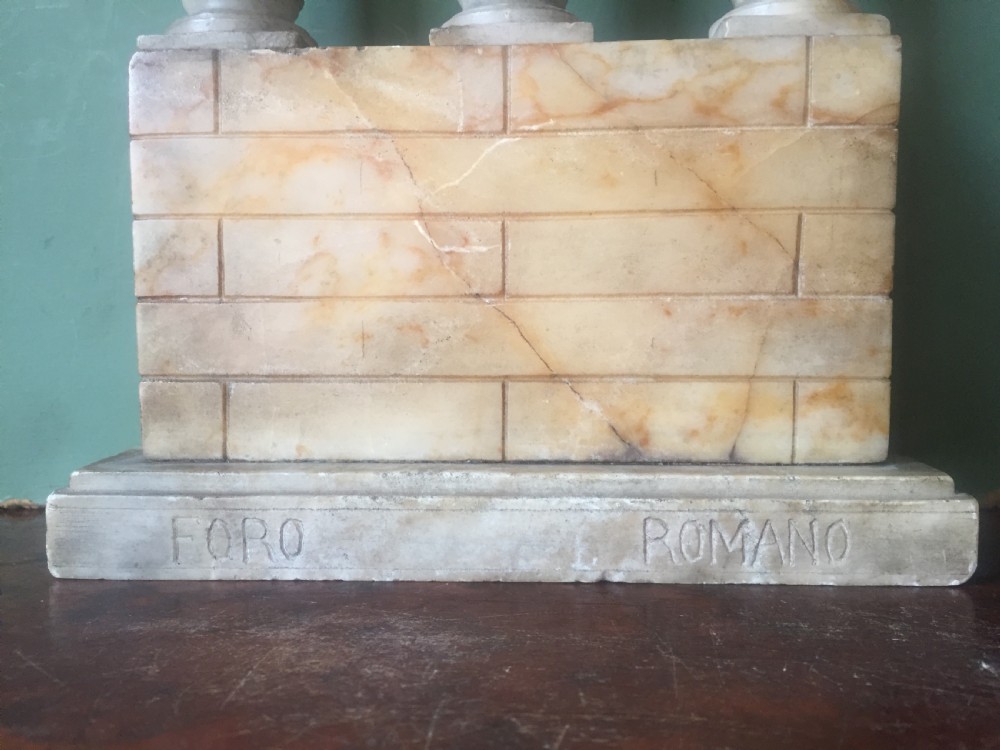 Finely carved Italian late C19th alabaster 'Grand Tour' souvenir model of the Temple of Castor & Pollux . View XXVII