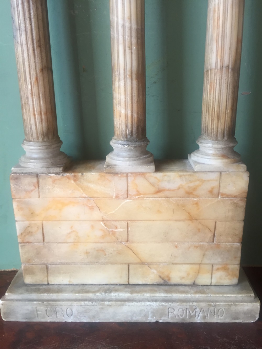 Finely carved Italian late C19th alabaster 'Grand Tour' souvenir model of the Temple of Castor & Pollux . View XXVIII