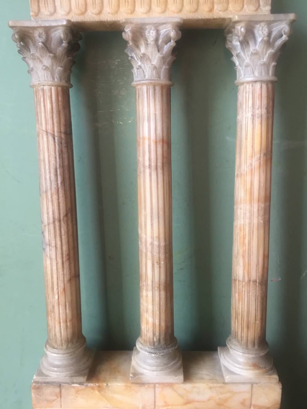 Finely carved Italian late C19th alabaster 'Grand Tour' souvenir model of the Temple of Castor & Pollux . View XXIX