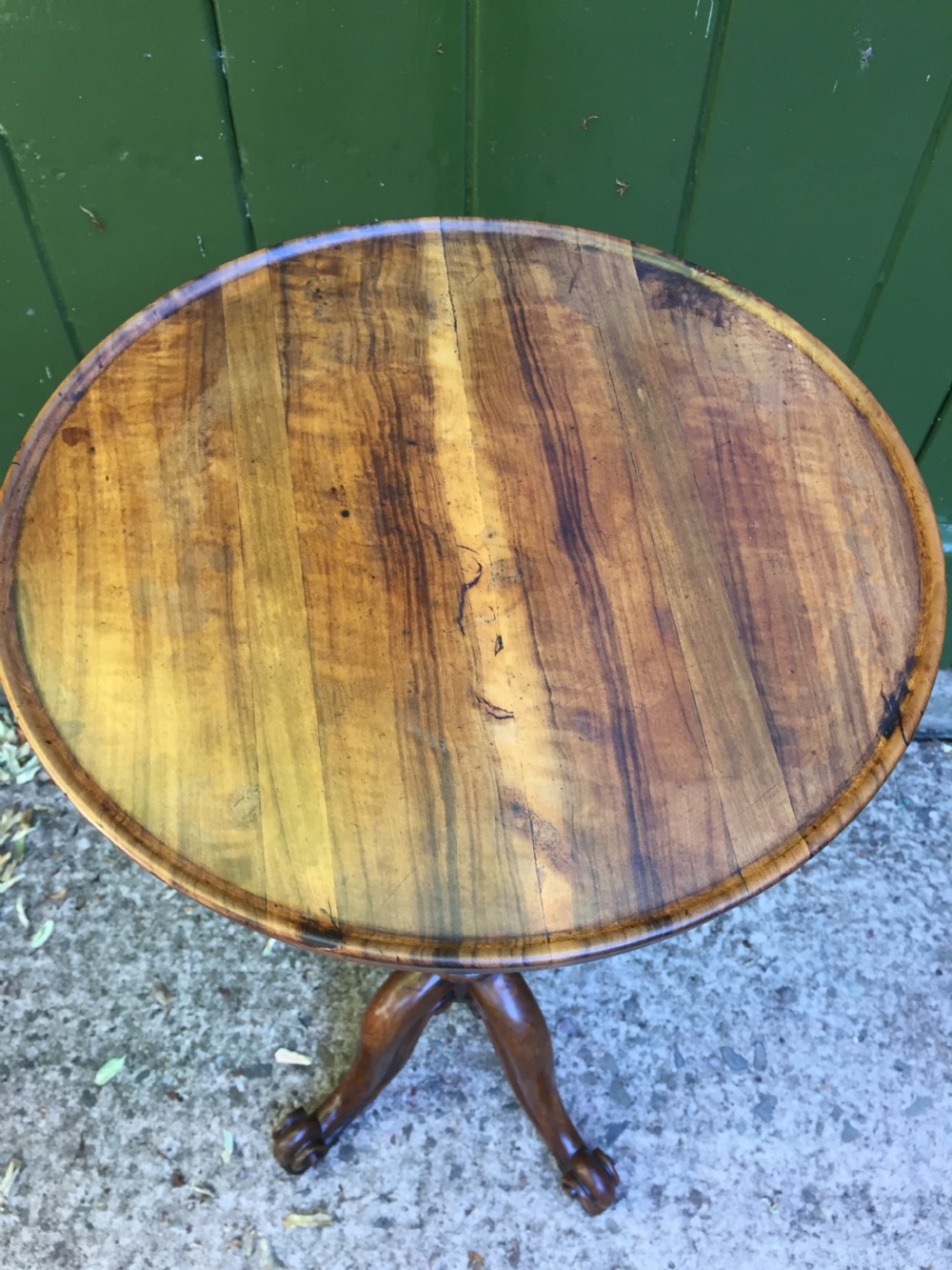 Rare mid C19th olive-wood wine table or candle-stand on a quadruple support base.  View IX