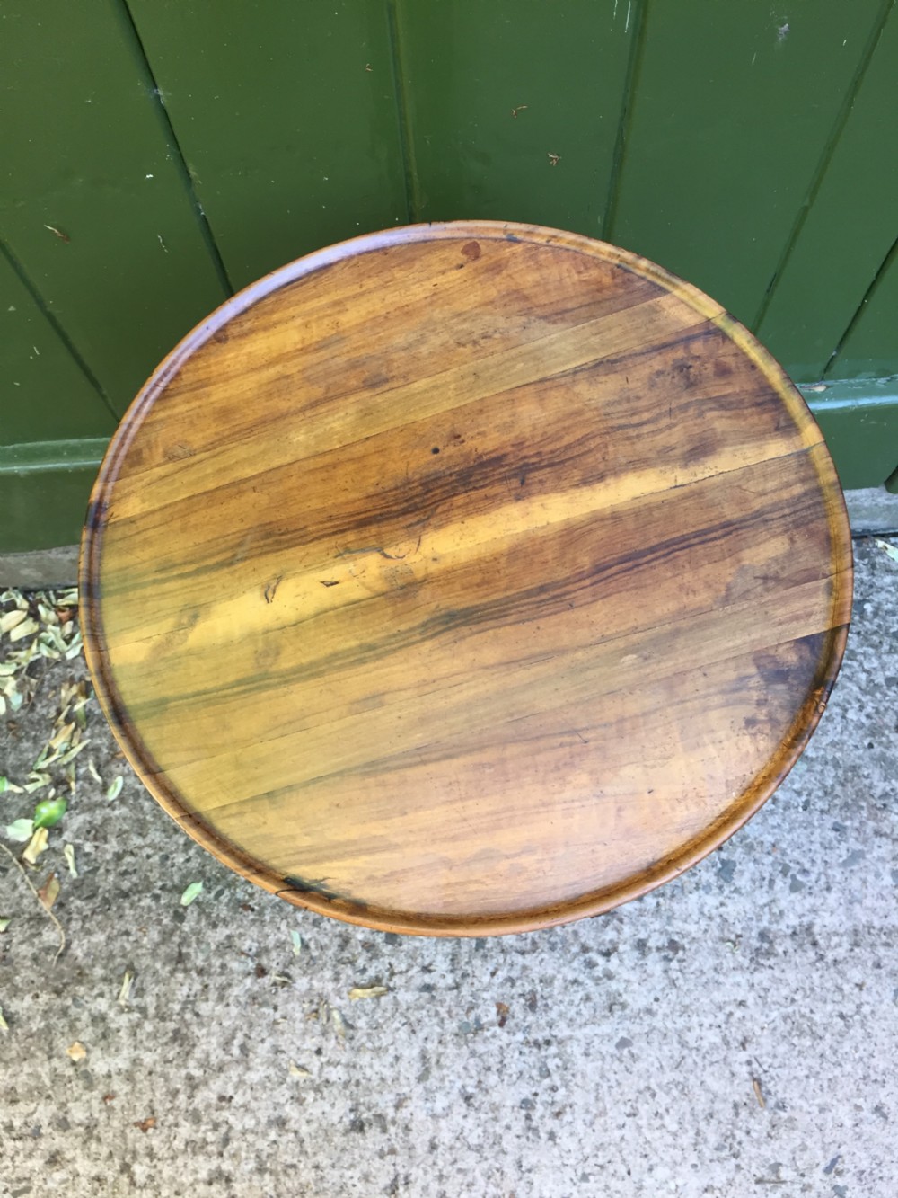 Rare mid C19th olive-wood wine table or candle-stand on a quadruple support base.  View XI