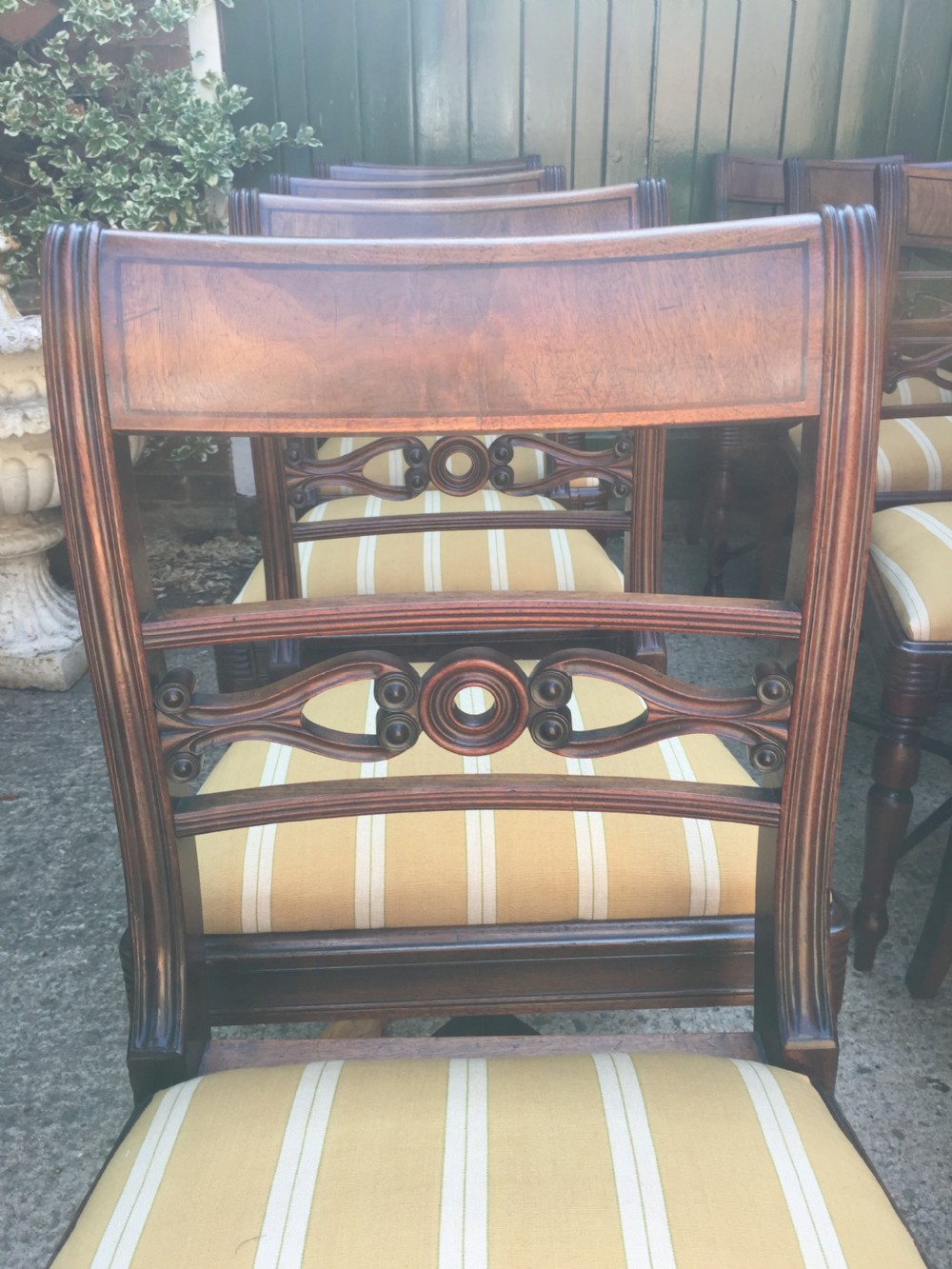Fine set of 10 early C19th Scottish Regency period mahogany dining chairs. View V