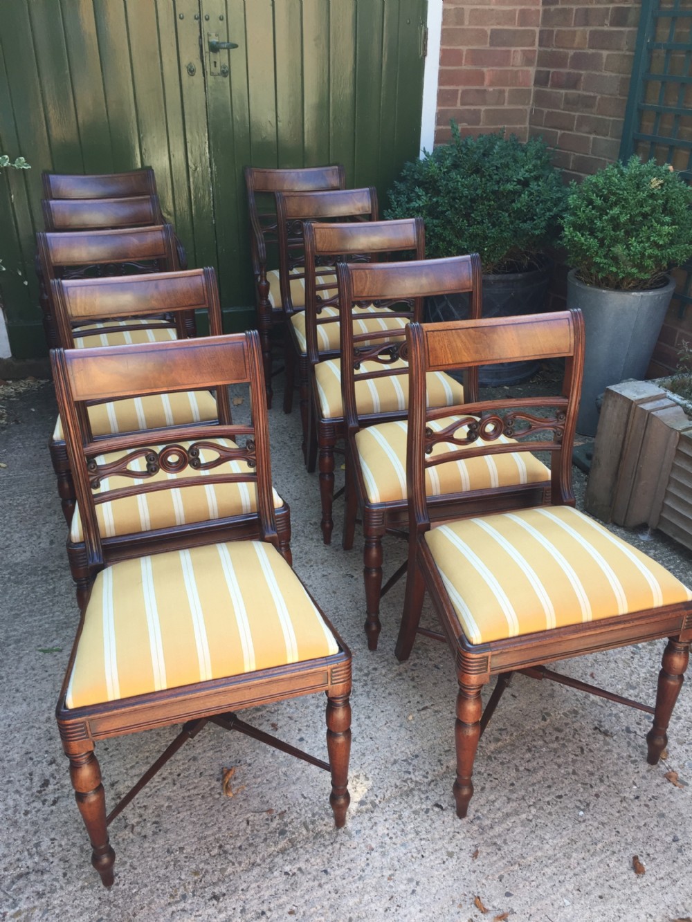 Fine set of 10 early C19th Scottish Regency period mahogany dining chairs. View VII