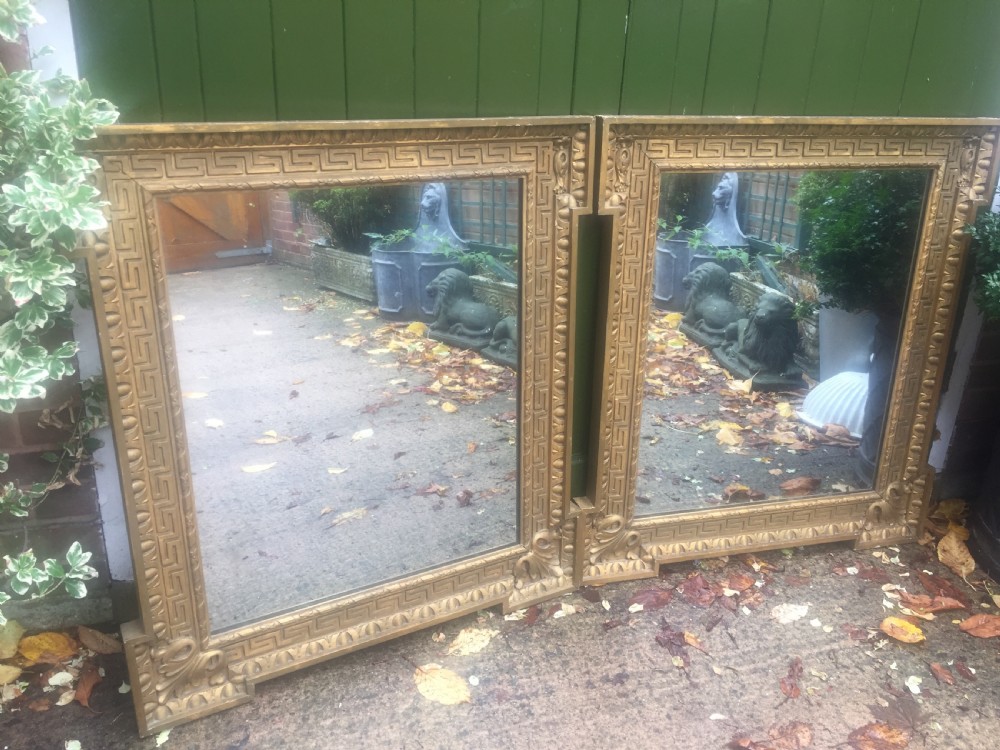 Pair of early C19th Georgian revival gilt-framed mirrors in the manner of William Kent in the Palladian architectural style . View VIII