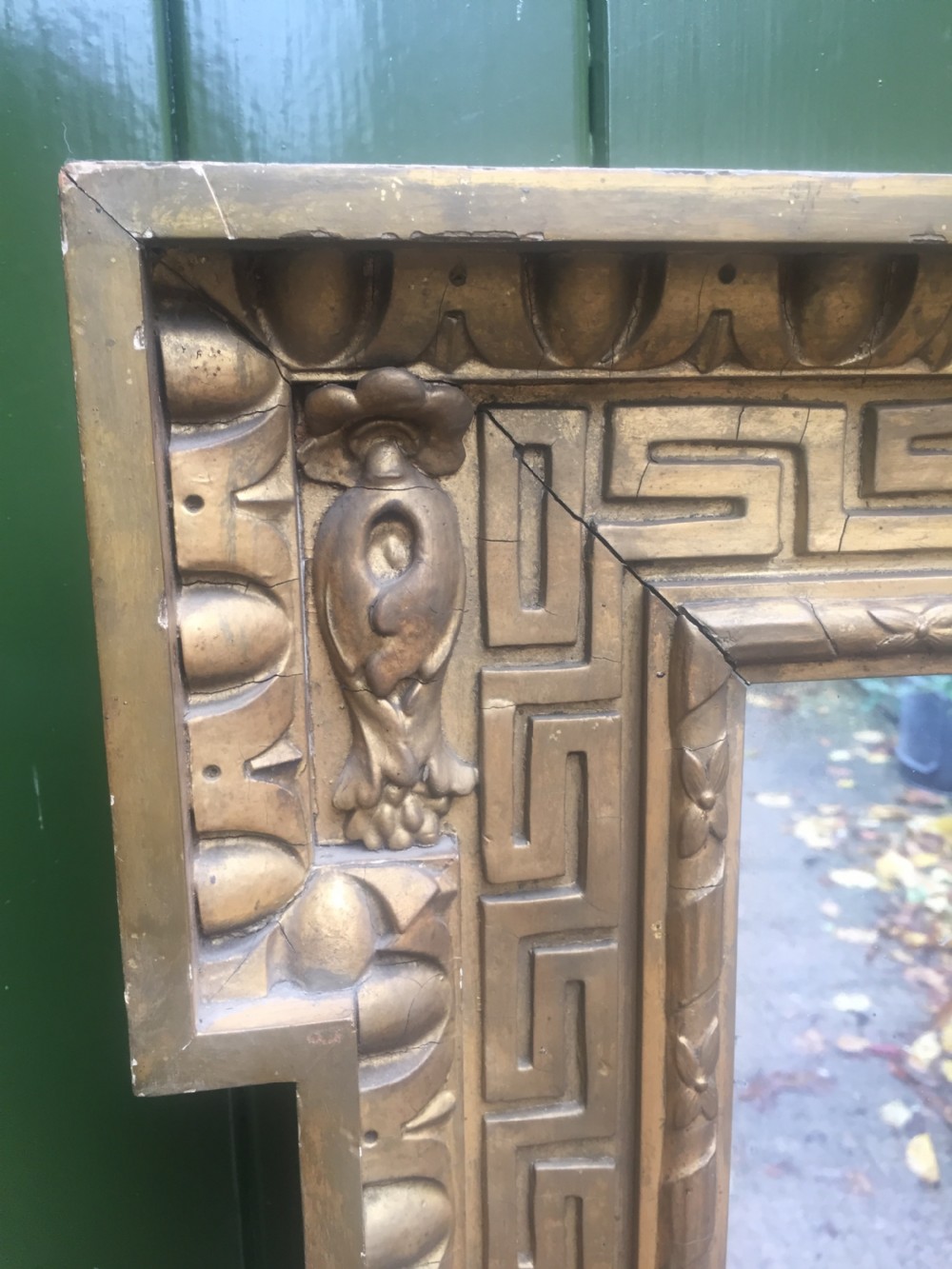 Pair of early C19th Georgian revival gilt-framed mirrors in the manner of William Kent in the Palladian architectural style . View XII