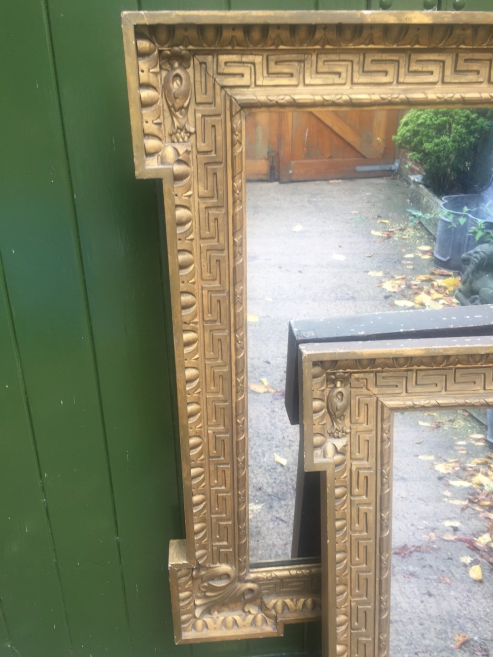 Pair of early C19th Georgian revival gilt-framed mirrors in the manner of William Kent in the Palladian architectural style . View XVI