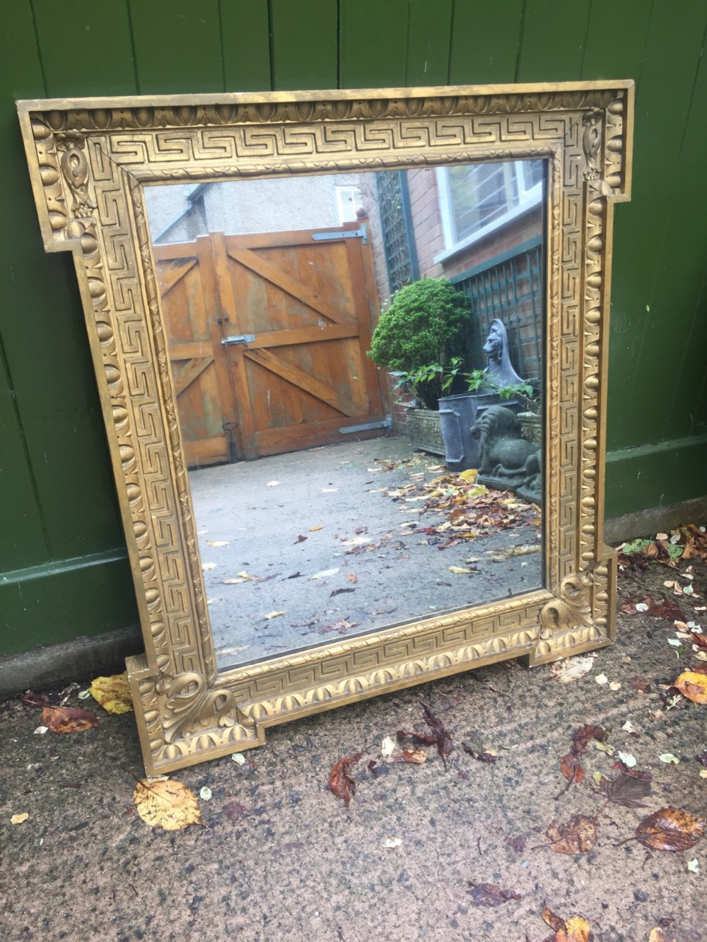 Pair of early C19th Georgian revival gilt-framed mirrors in the manner of William Kent in the Palladian architectural style . View XXII