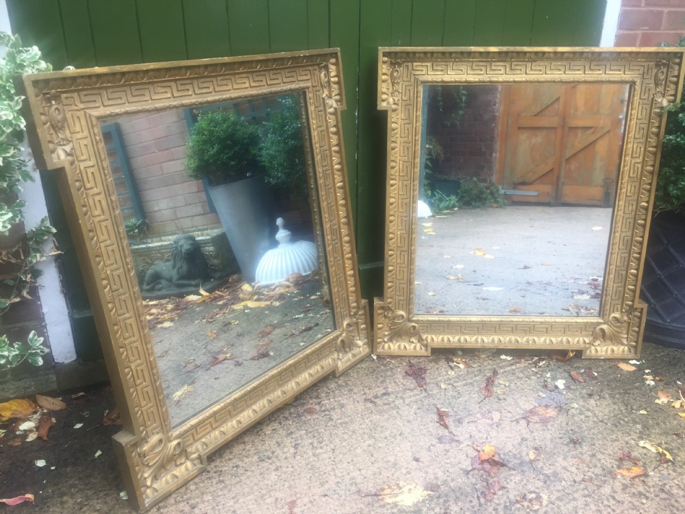Pair of early C19th Georgian revival gilt-framed mirrors in the manner of William Kent in the Palladian architectural style . View XXIII