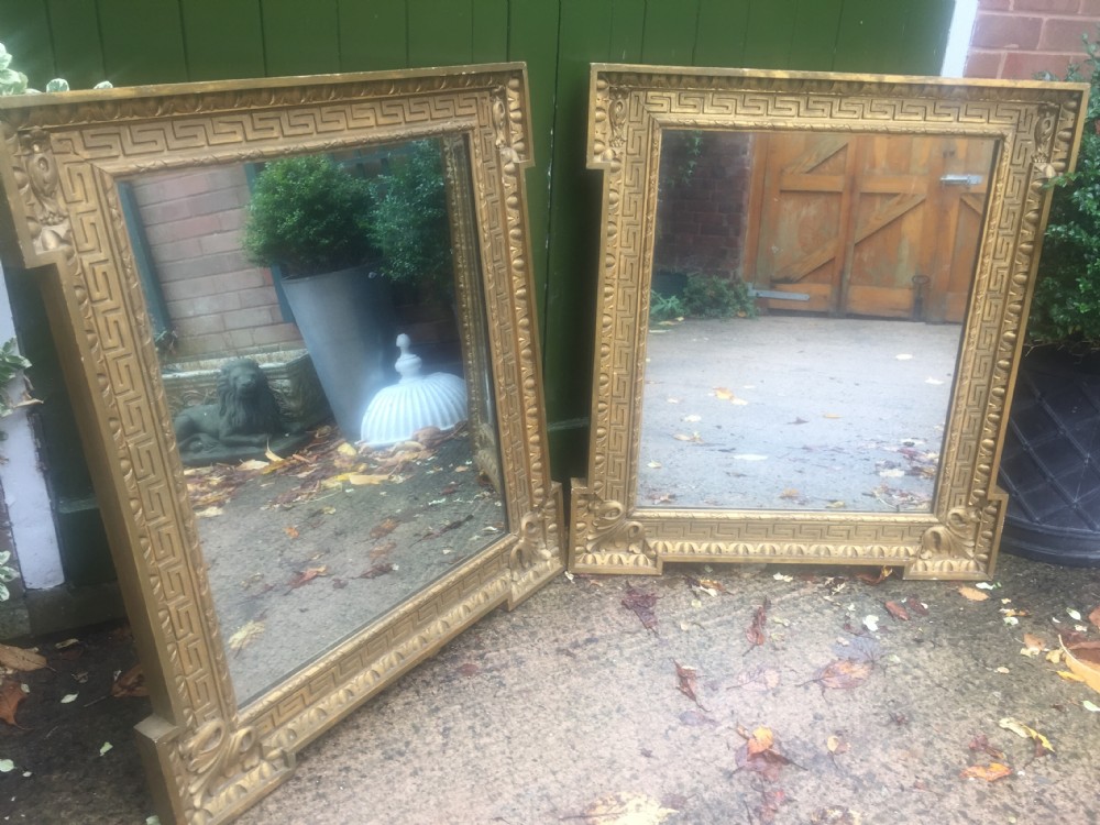 Pair of early C19th Georgian revival gilt-framed mirrors in the manner of William Kent in the Palladian architectural style . View XXVI